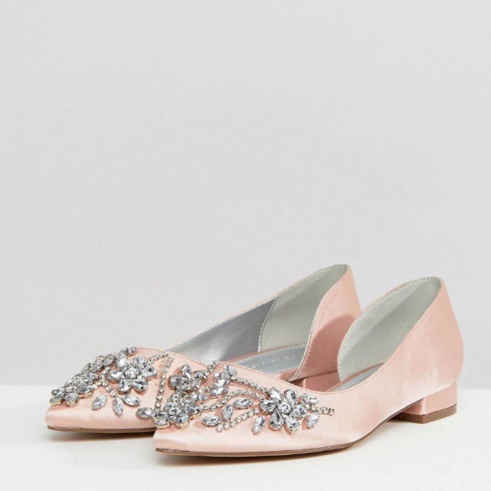 ASOS Nude Embellished Ballet Flats Sz 9W NEW